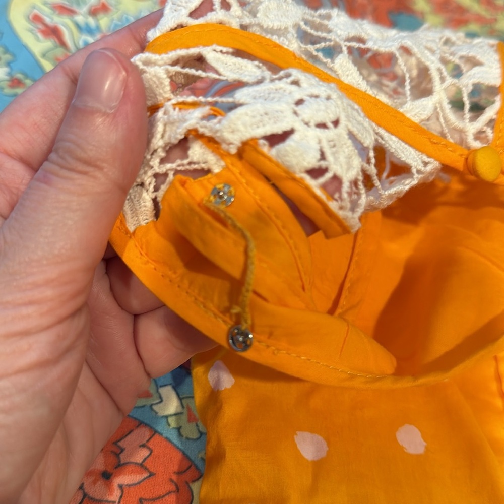 Anthropologie Moulinette Soeurs Orange & White Polka Dot Dress - Picture 5 of 16
